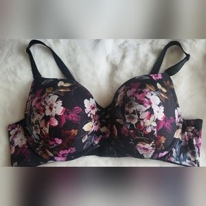 Torrid Curve 360 Bra 40C Black Floral Pink Cream